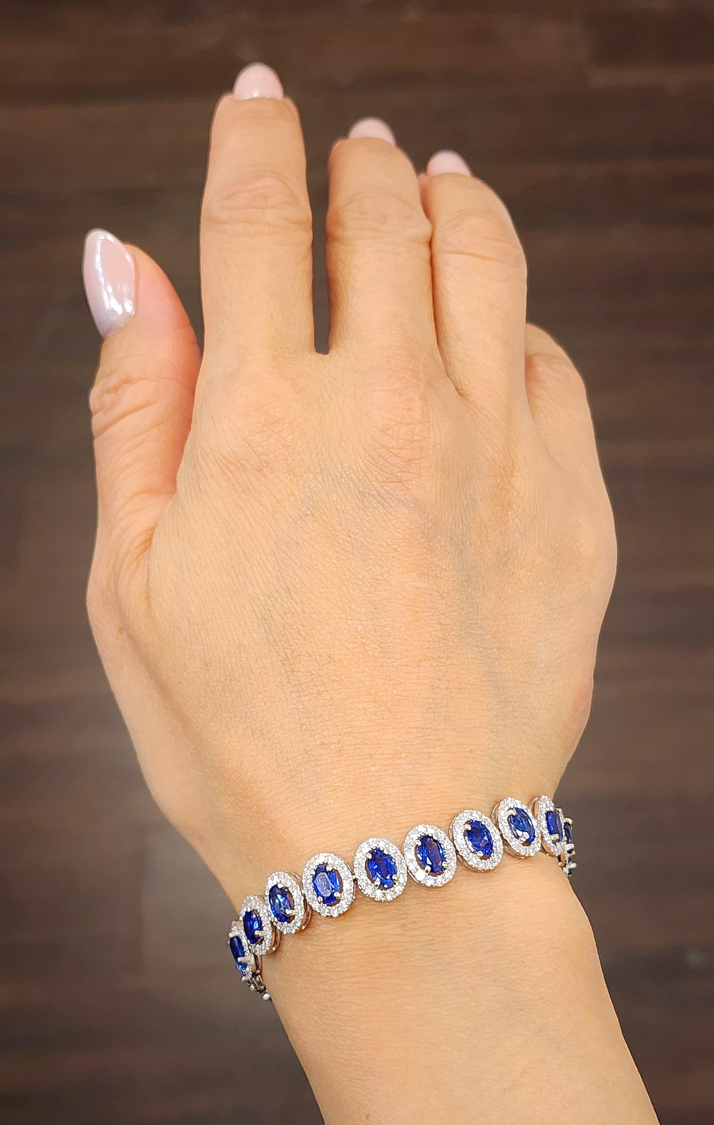 Armband aus 16,29 Karat natürlichem Ceylon-Saphir und Diamanten