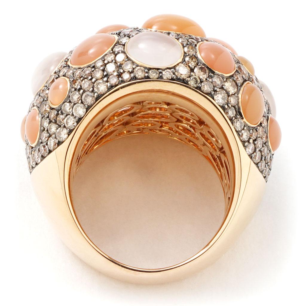 16.29 CTTW Cat's Eye Moonstone and Diamond Cocktail Ring in 18K Rose Gold  In New Condition In Chicago, IL