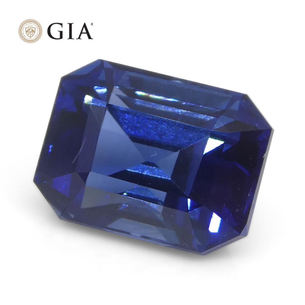 1.62ct Octagonal/Emerald Cut Blue Sapphire GIA Certified Madagascar   For Sale 6