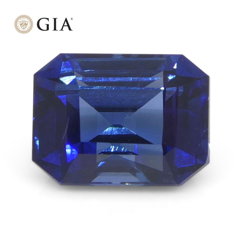 1.62ct Octagonal/Emerald Cut Blue Sapphire GIA Certified Madagascar   For Sale 7