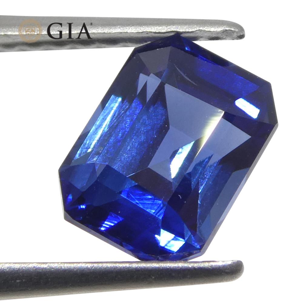 1.62ct Octagonal/Emerald Cut Blue Sapphire GIA Certified Madagascar   For Sale 9