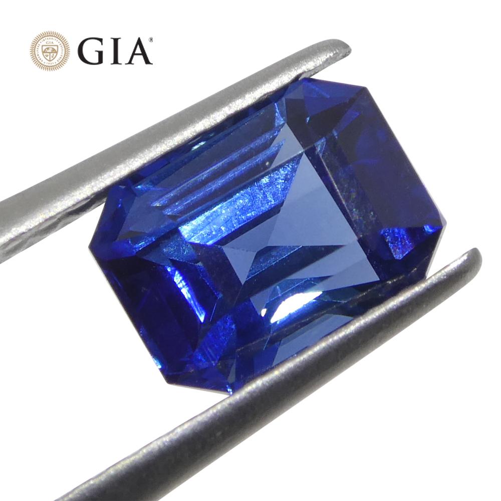 1.62ct Octagonal/Emerald Cut Blue Sapphire GIA Certified Madagascar   In New Condition For Sale In Toronto, Ontario