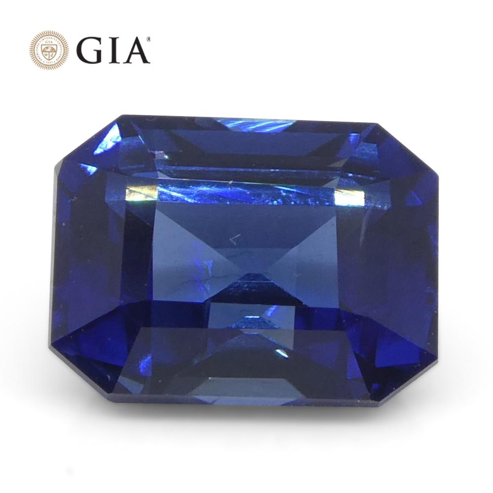 Women's or Men's 1.62ct Octagonal/Emerald Cut Blue Sapphire GIA Certified Madagascar   For Sale