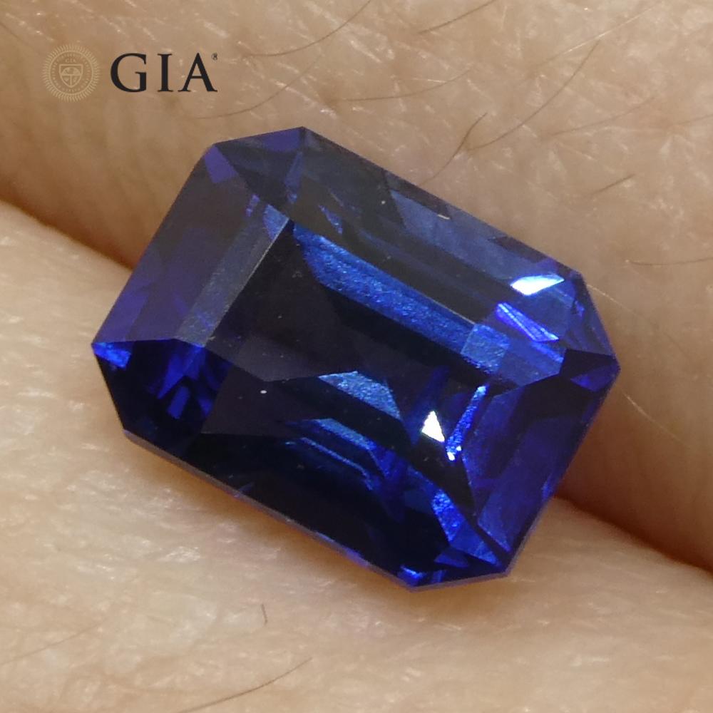 1.62ct Octagonal/Emerald Cut Blue Sapphire GIA Certified Madagascar   For Sale 1