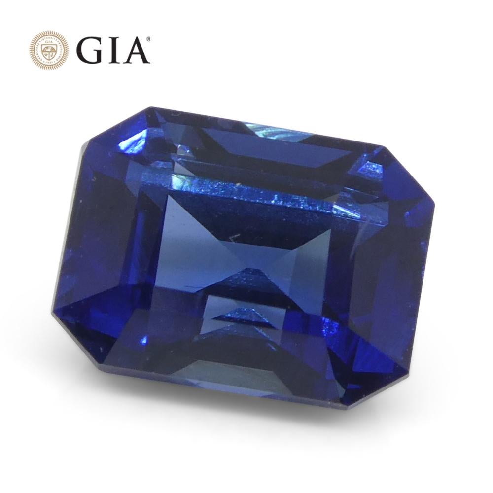 1.62ct Octagonal/Emerald Cut Blue Sapphire GIA Certified Madagascar   For Sale 2