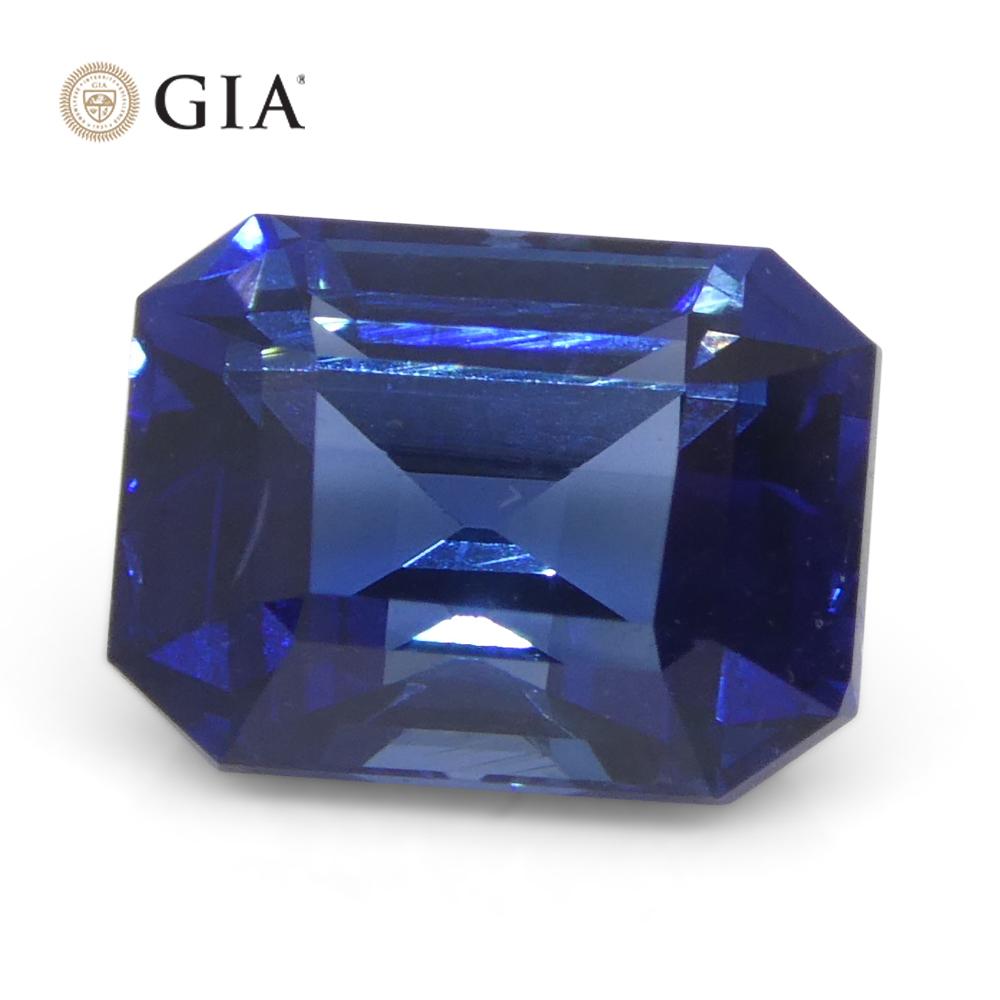 1.62ct Octagonal/Emerald Cut Blue Sapphire GIA Certified Madagascar   For Sale 3