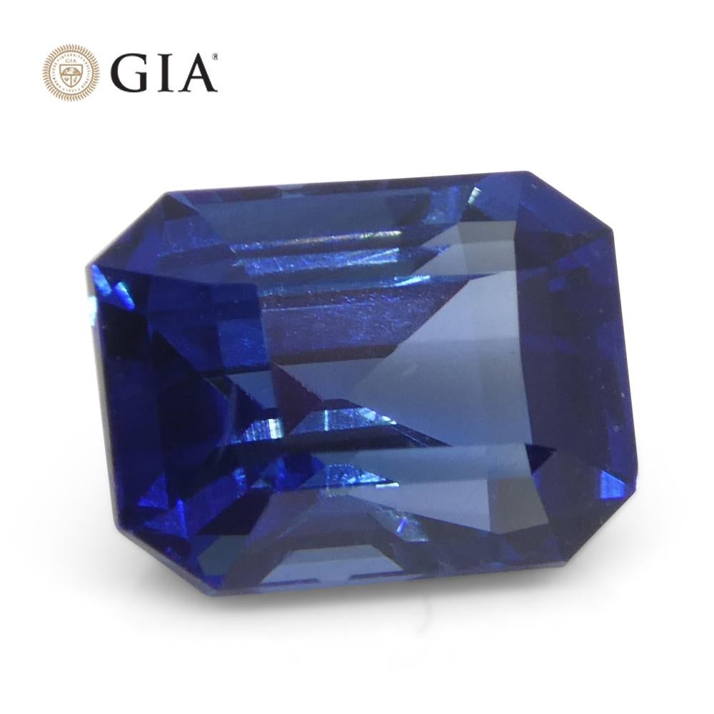 1.62ct Octagonal/Emerald Cut Blue Sapphire GIA Certified Madagascar   For Sale 4