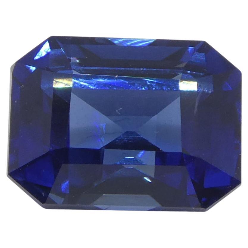 Saphir bleu octogonal/émeraude de 1,62 carat certifié GIA de Madagascar  