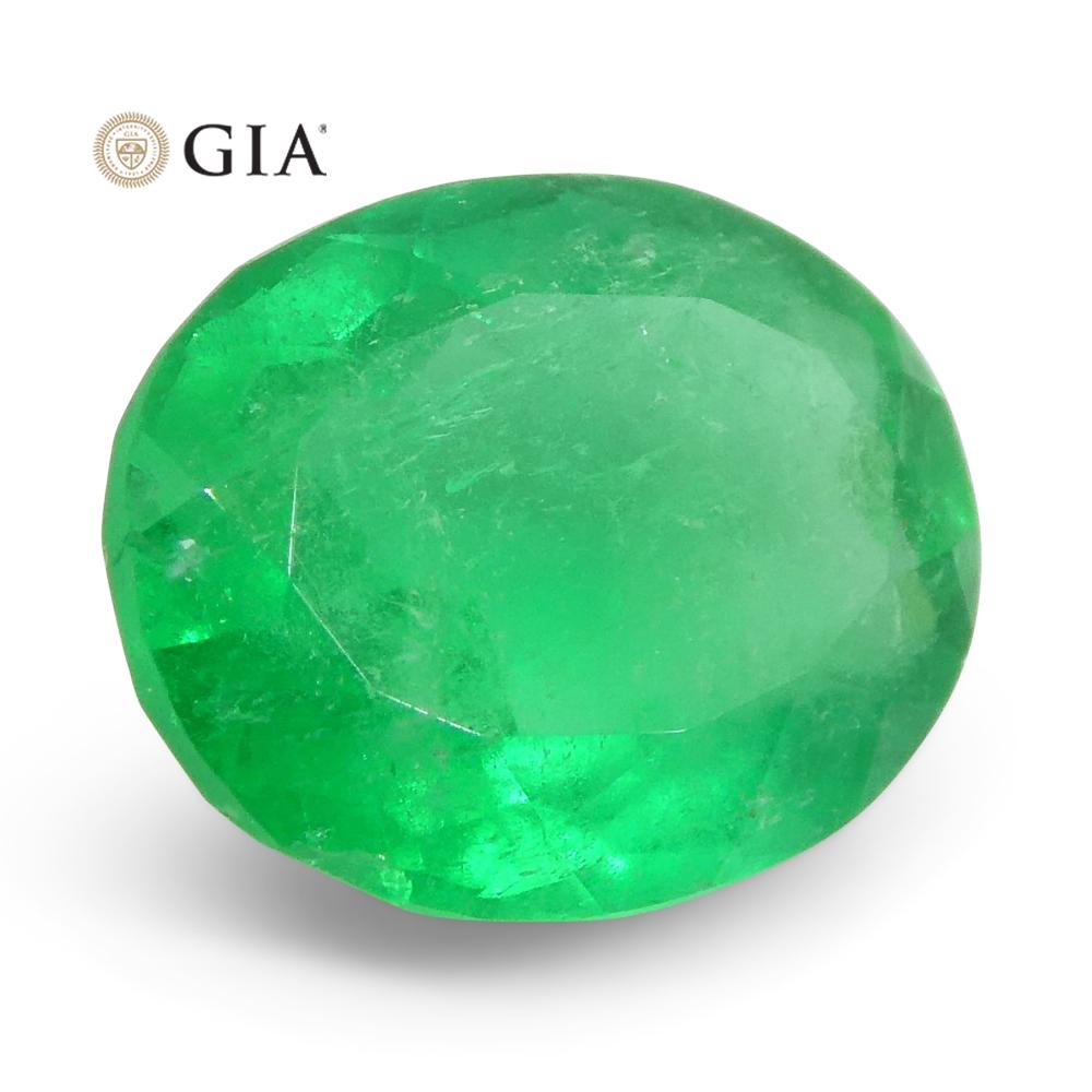 Brilliant Cut 1.62ct Oval Emerald GIA Certified Colombian For Sale