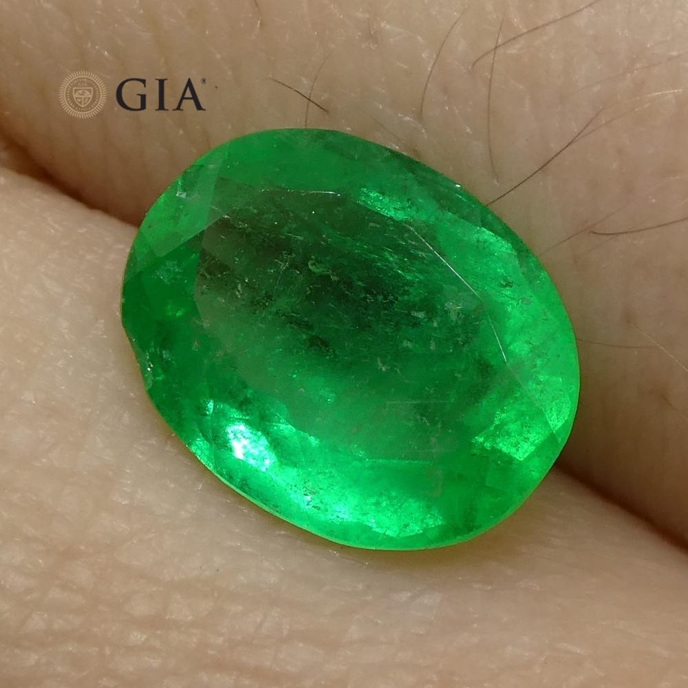 1.62ct Oval Emerald GIA Certified Colombian For Sale 1