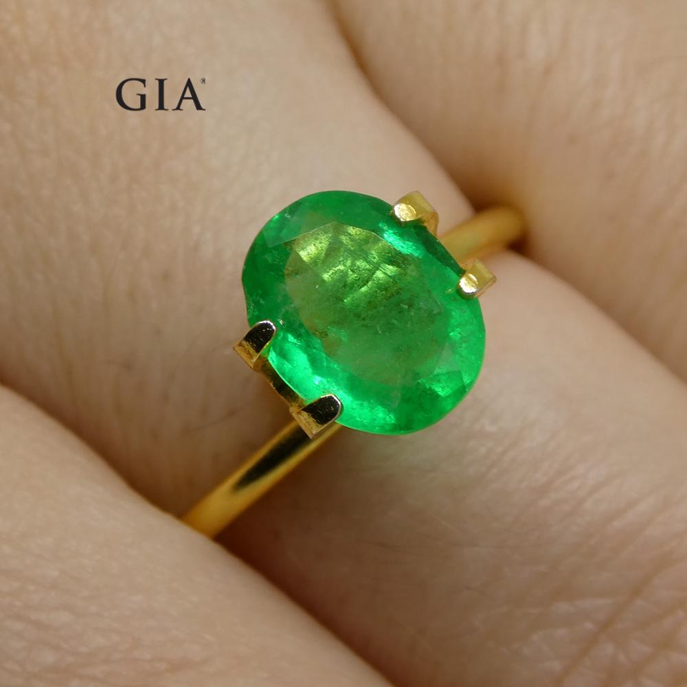 1.62ct Oval Emerald GIA Certified Colombian For Sale 2