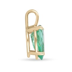 1.62cts 14K Colombian Emerald-Pear Cut Solitaire Gold Split Bale 4Prong Pendant