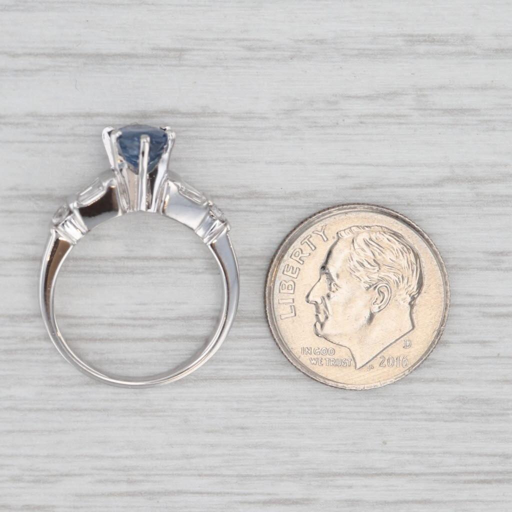 1.62ctw Zafiro Azul Ovalado Anillo de Diamantes Platino Tamaño 5.25 Compromiso en venta 2