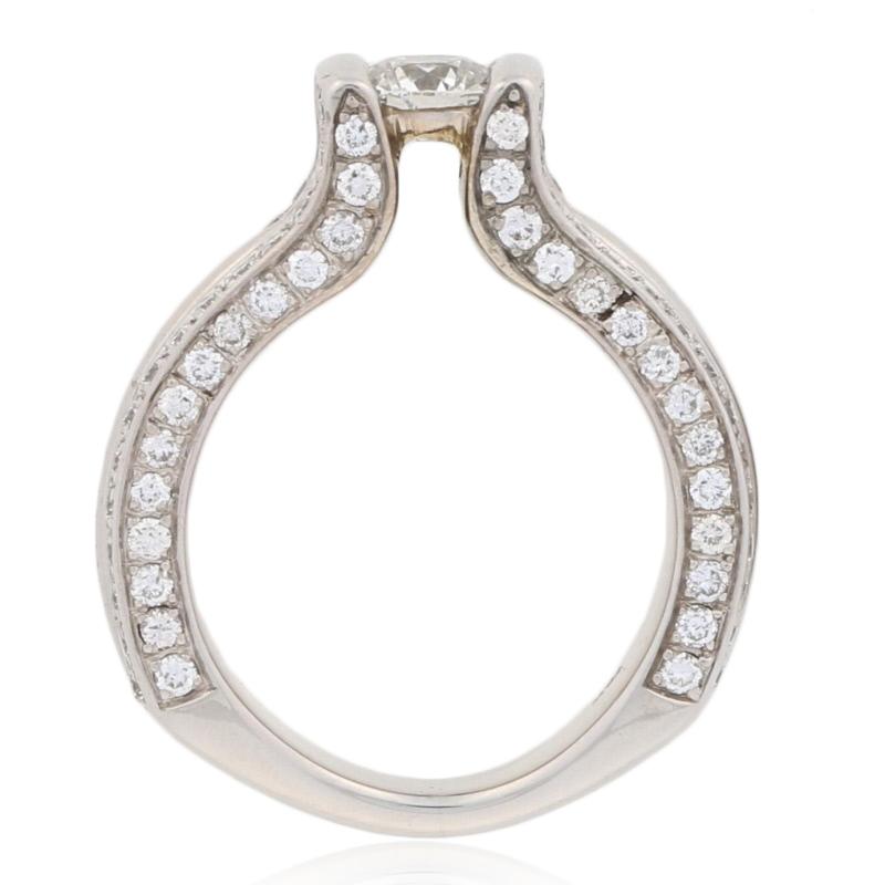 Bague de fiançailles en or blanc 14 carats avec diamants ronds brillants de 1,62 carat Pour femmes en vente