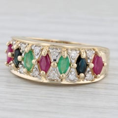 1.62ctw Ruby Emerald Sapphire 14k Yellow Gold Size 10 Ring