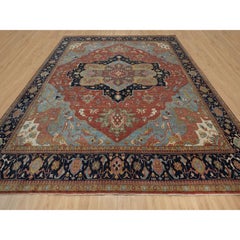16'2"x16'2" Red Antiqued Fine Heriz Re-Creation Hand Knotted Wool Square Rug