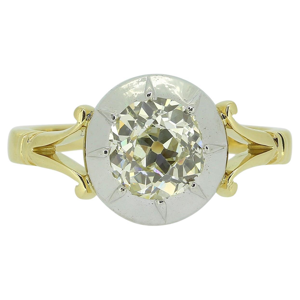 Anello solitario con diamante taglio cuscino da 1,63 carati