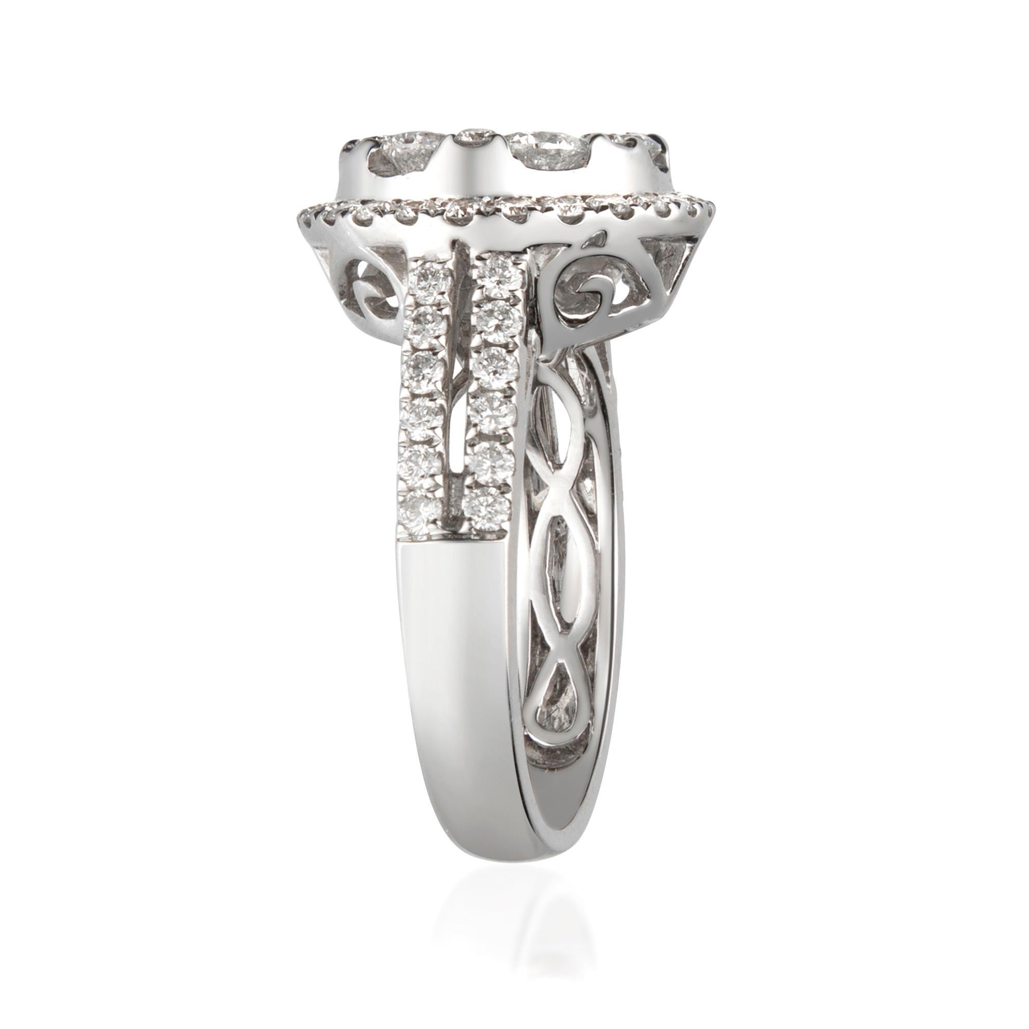 Art Deco 1.63 Carat Diamond 14 Karat White Gold Ring