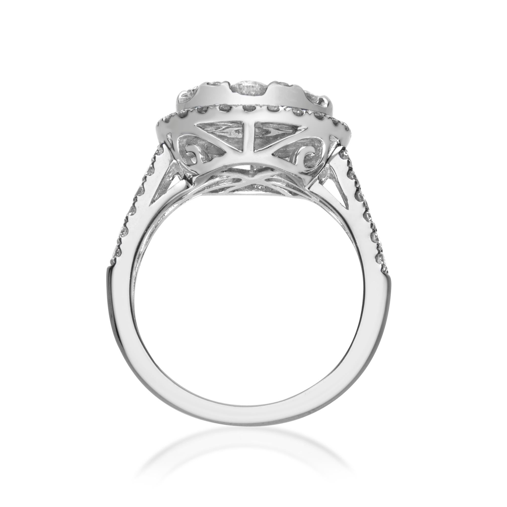 Round Cut 1.63 Carat Diamond 14 Karat White Gold Ring