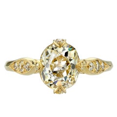 1.63 Carat EGL Certified Vintage Cushion Cut Diamond Engagement Ring