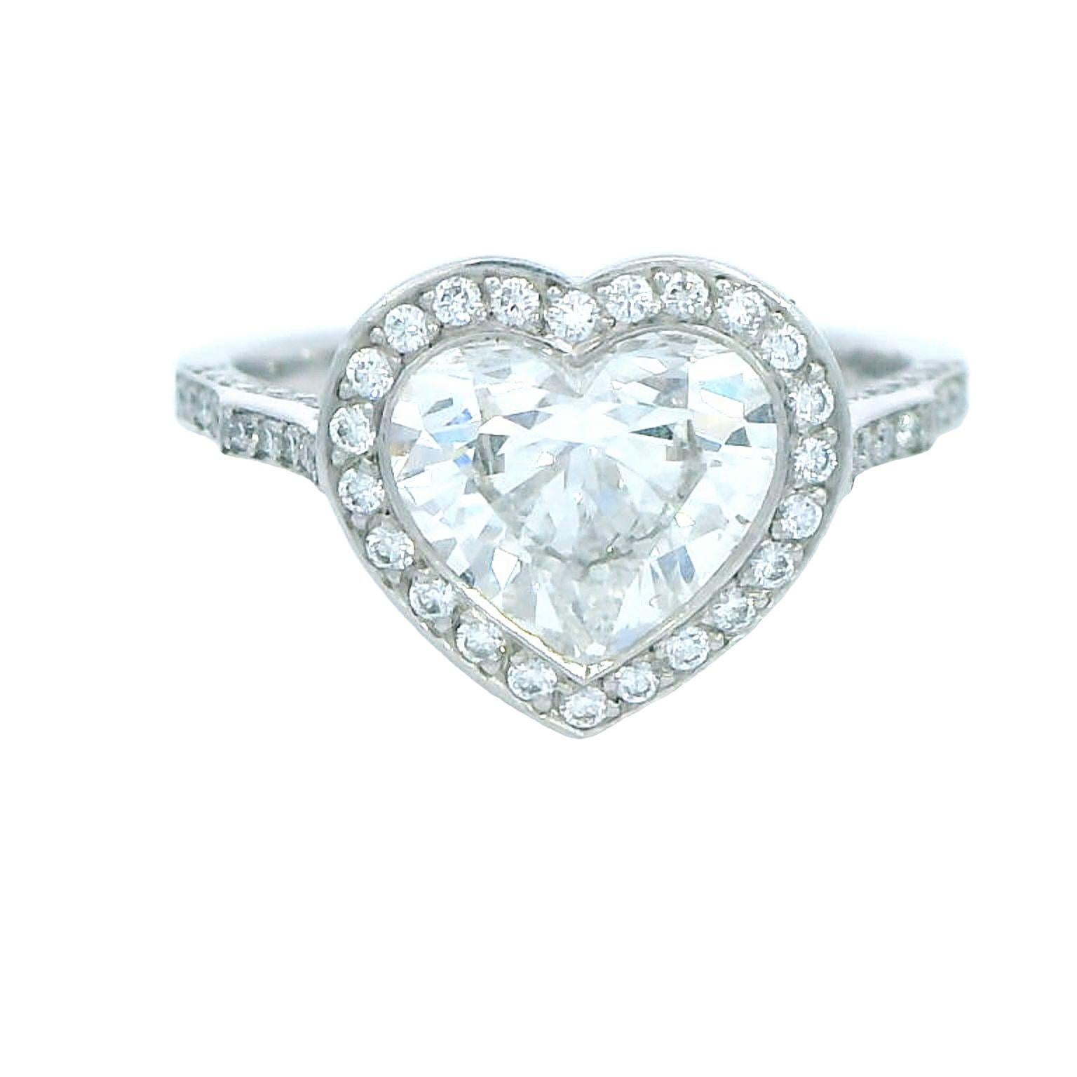 1.63 Carat GIA Certified Heart Shaped Diamond Ring In New Condition In New York, NY