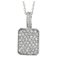 1.63 Carat Natural Diamond Necklace 14K White Gold G SI Chain