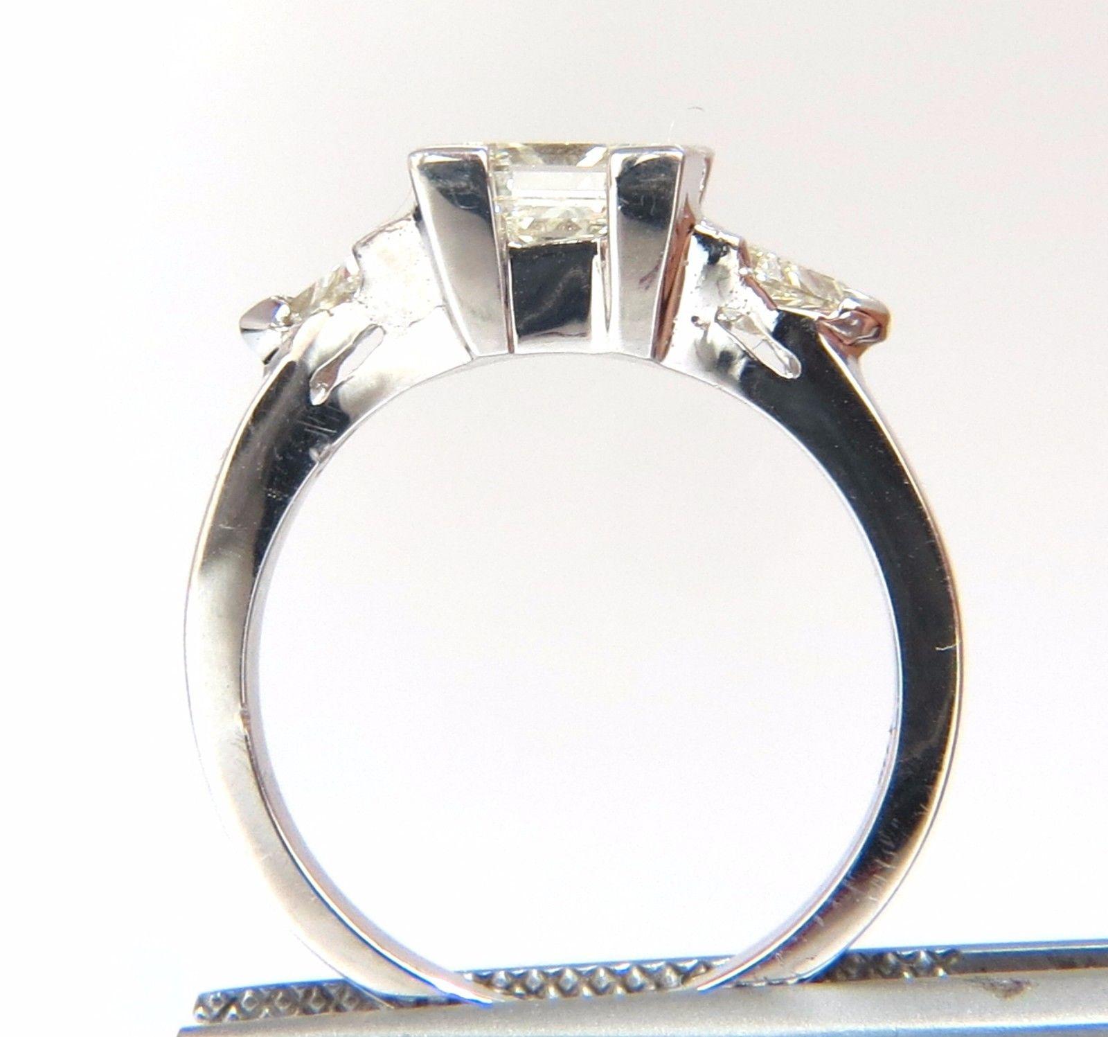 1.63 Carat Natural Princess Cut Diamond Ring 14 Karat Trilliants In New Condition For Sale In New York, NY