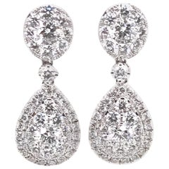 1.63 Carat Pear and Oval Shape Round Diamond Earrings