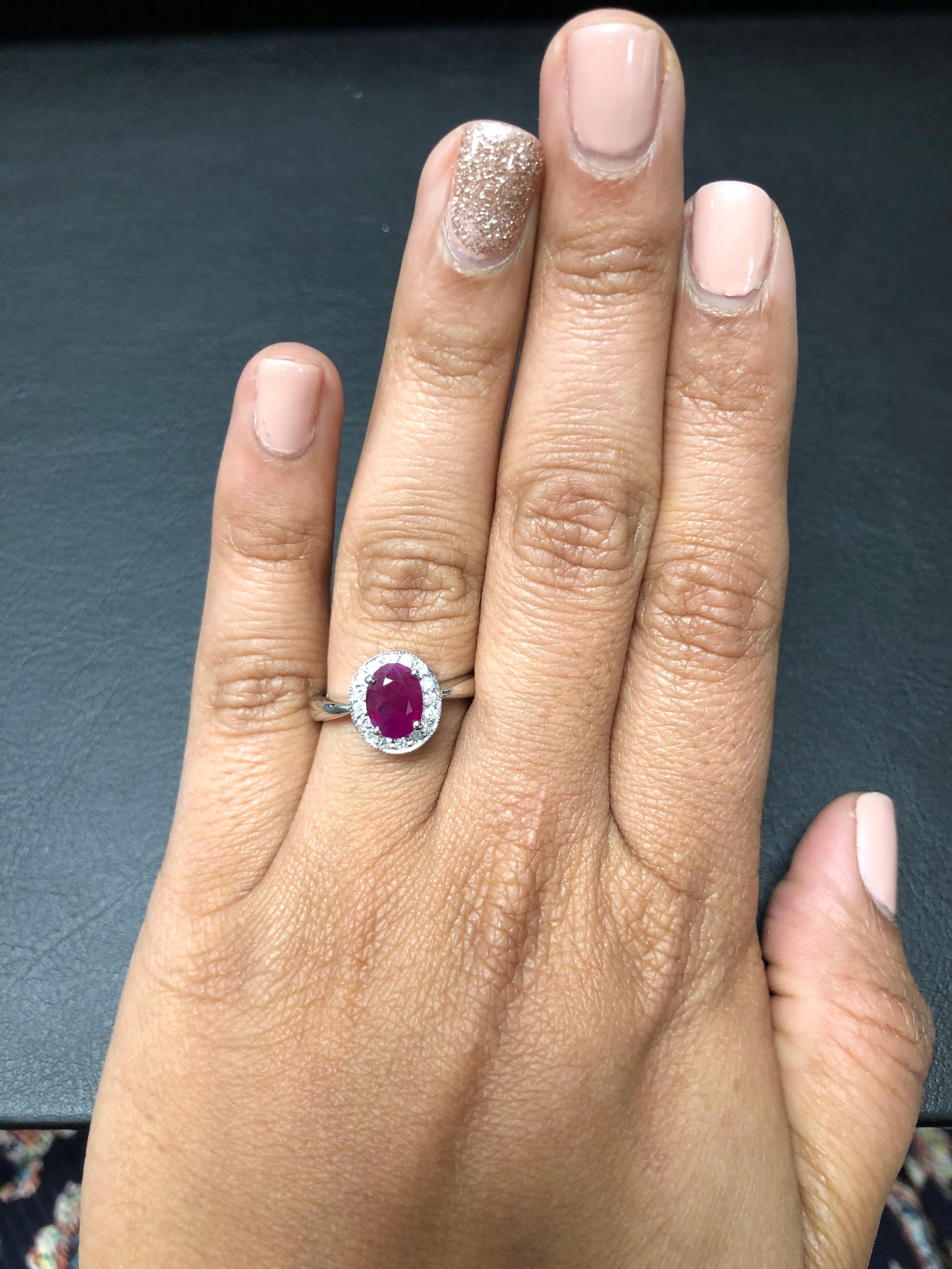 Ruby Diamond 14 Karat White Gold Ring In New Condition In Los Angeles, CA
