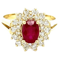 1.63 Carat Ruby Diamond 14 Karat Yellow Gold Ring