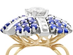 1.63 Carat Sapphire and 1.67 Carat Diamond Yellow Gold Cocktail Ring