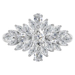 1.63 Carat SI Clarity HI Color Multi Shape Diamond Ring 18 Karat White Gold
