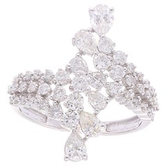 1.63 Carat SI Clarity HI Color Pear Diamond Ring 18k White Gold Handmade Jewelry