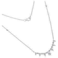 1.63 Carat SI Clarity HI Color Pear Round Diamond Necklace 18 Karat White Gold