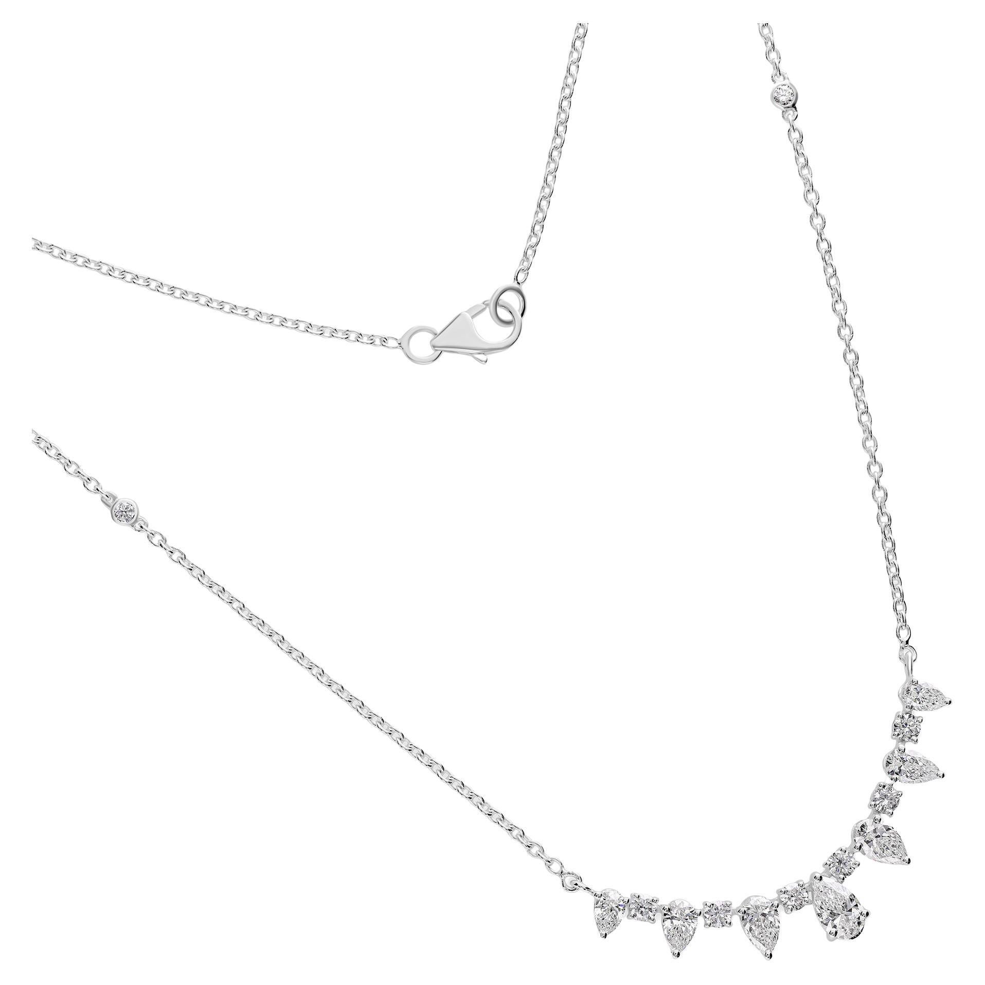 Collier en or blanc 18 carats avec diamant rond poire de 1,63 carat de pureté SI de couleur hi-colore