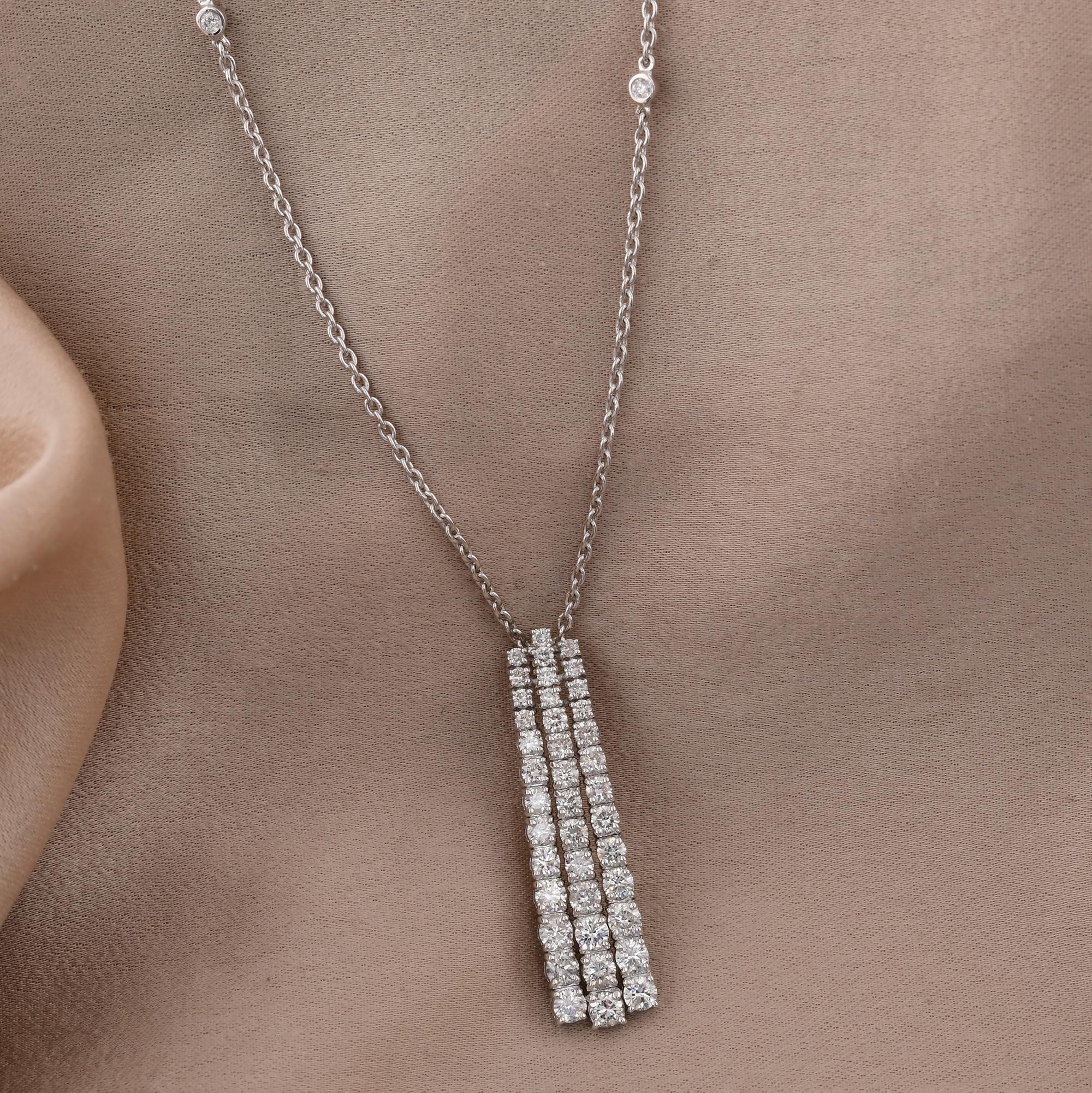 Moderno Collana con ciondolo di diamanti taglio brillante rotondo da 1,63 carati SI/H in oro bianco 18 carati in vendita