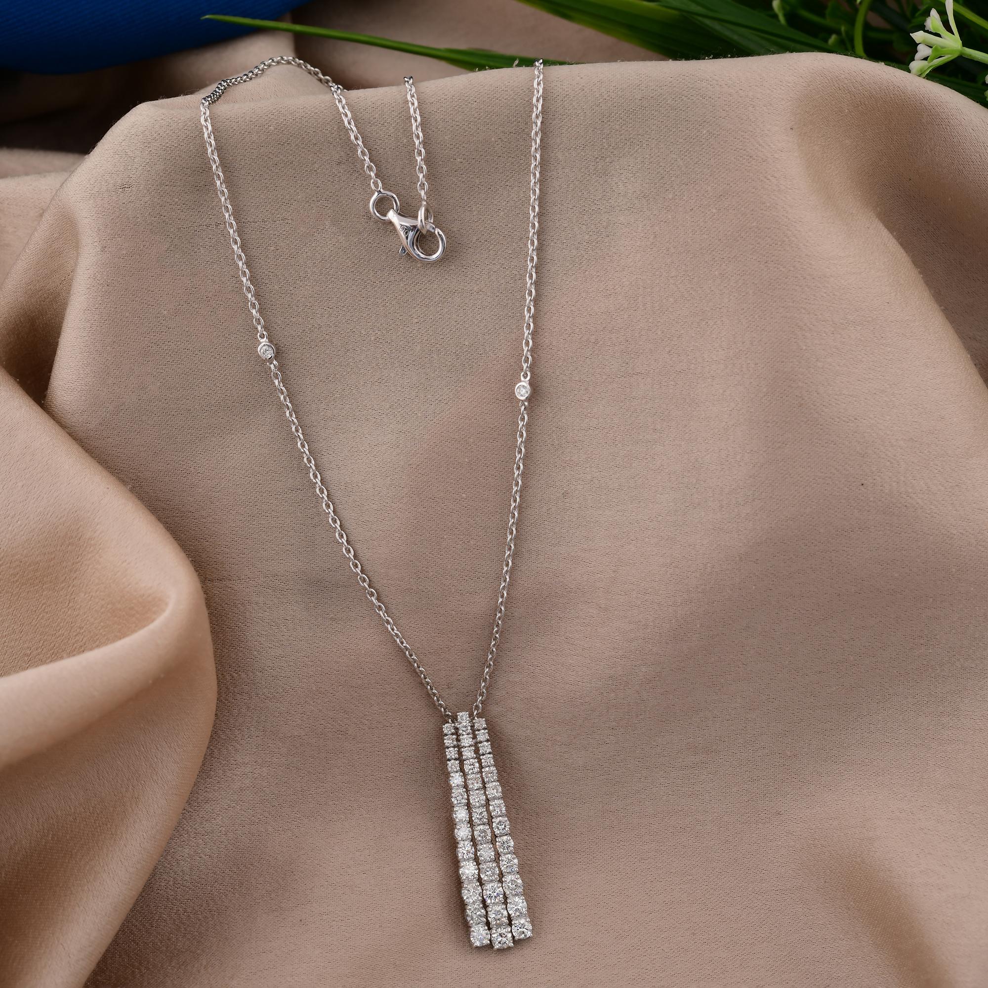 Taglio rotondo Collana con ciondolo di diamanti taglio brillante rotondo da 1,63 carati SI/H in oro bianco 18 carati in vendita