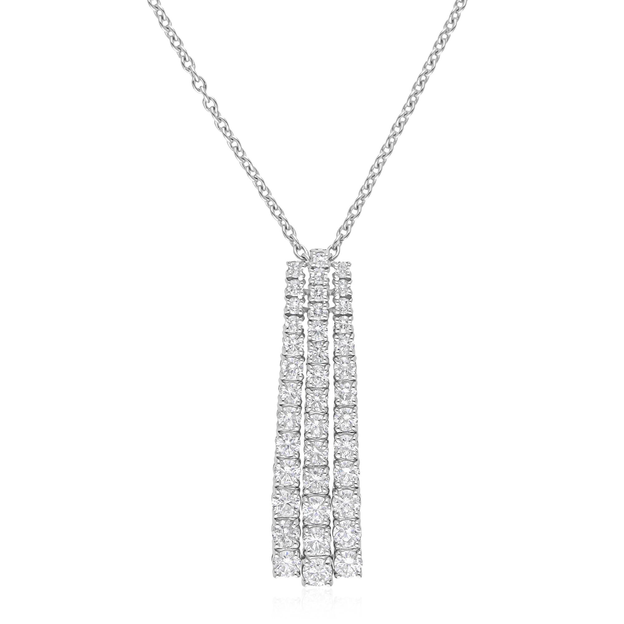 1.63 Carat SI/H Round Brilliant Cut Diamond Pendant Necklace 18 Karat White Gold Corte redondo en venta
