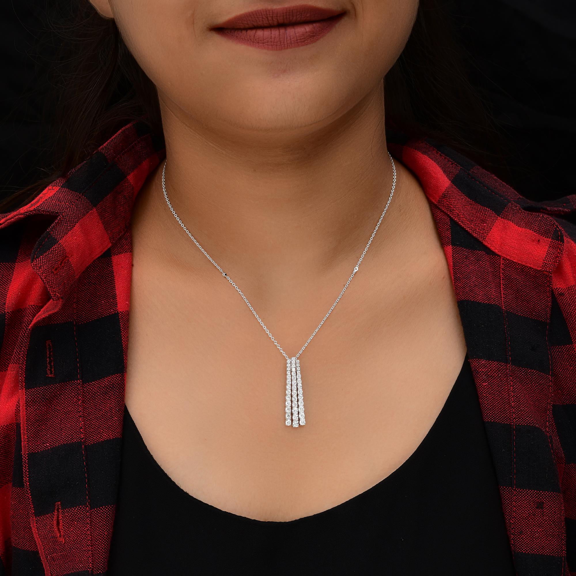 De las mujeres 1.63 Carat SI/H Round Brilliant Cut Diamond Pendant Necklace 18 Karat White Gold en venta