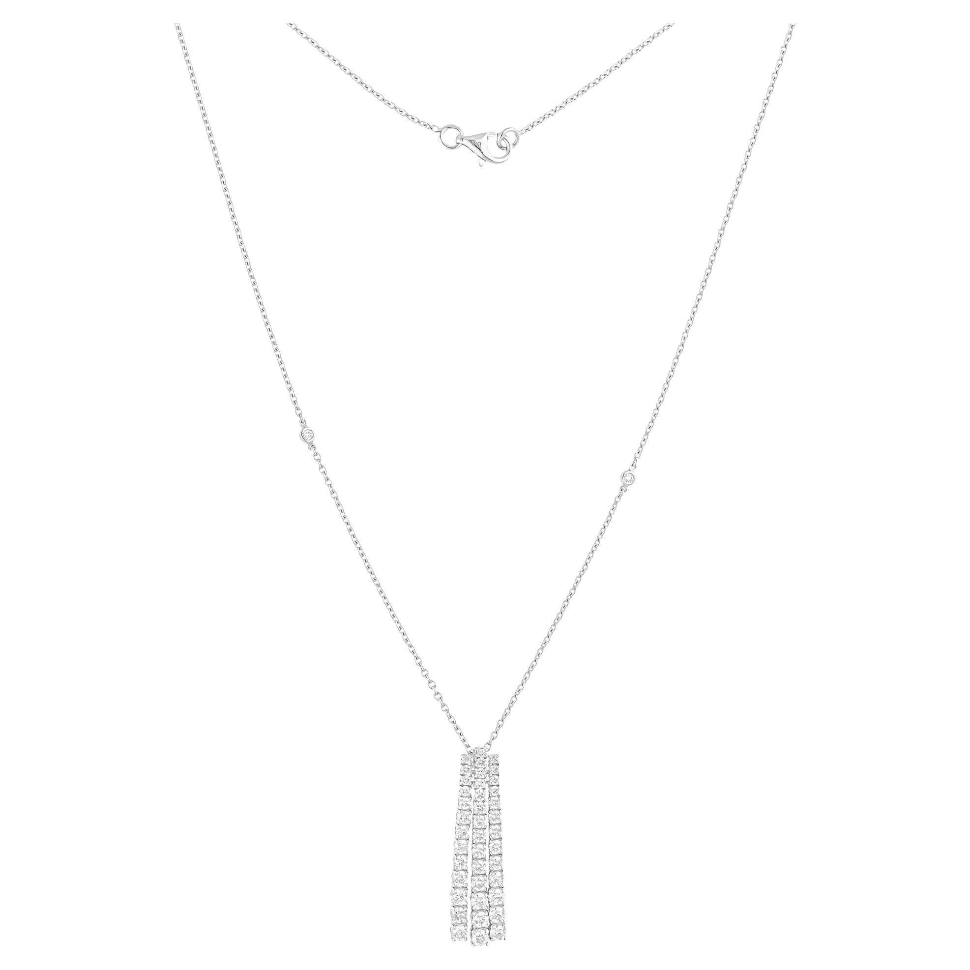 1.63 Carat SI/H Round Brilliant Cut Diamond Pendant Necklace 18 Karat White Gold