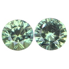 1.63 Carat Teal Green Natural Sapphire Round Cut Loose Gemstones Perfect Pair