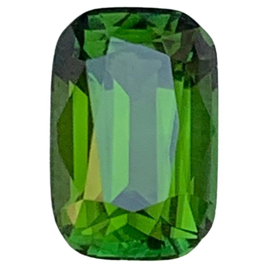 1.63 Carat Vibrant Olive Green Natural Tourmaline Cushion Cut Loose Gemstone