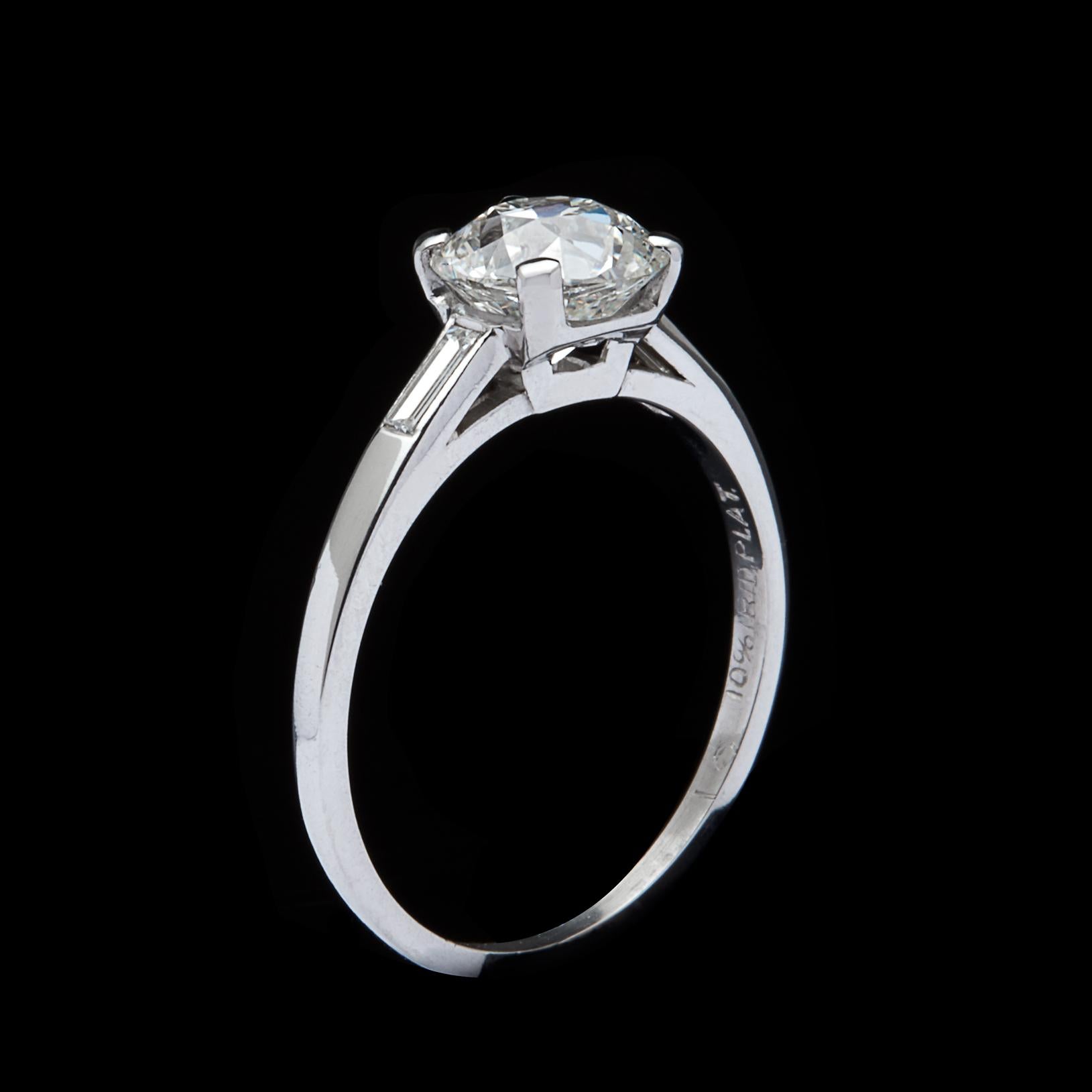 1.63 Carat Old European Cut Diamond Engagement Ring In Excellent Condition In San Francisco, CA