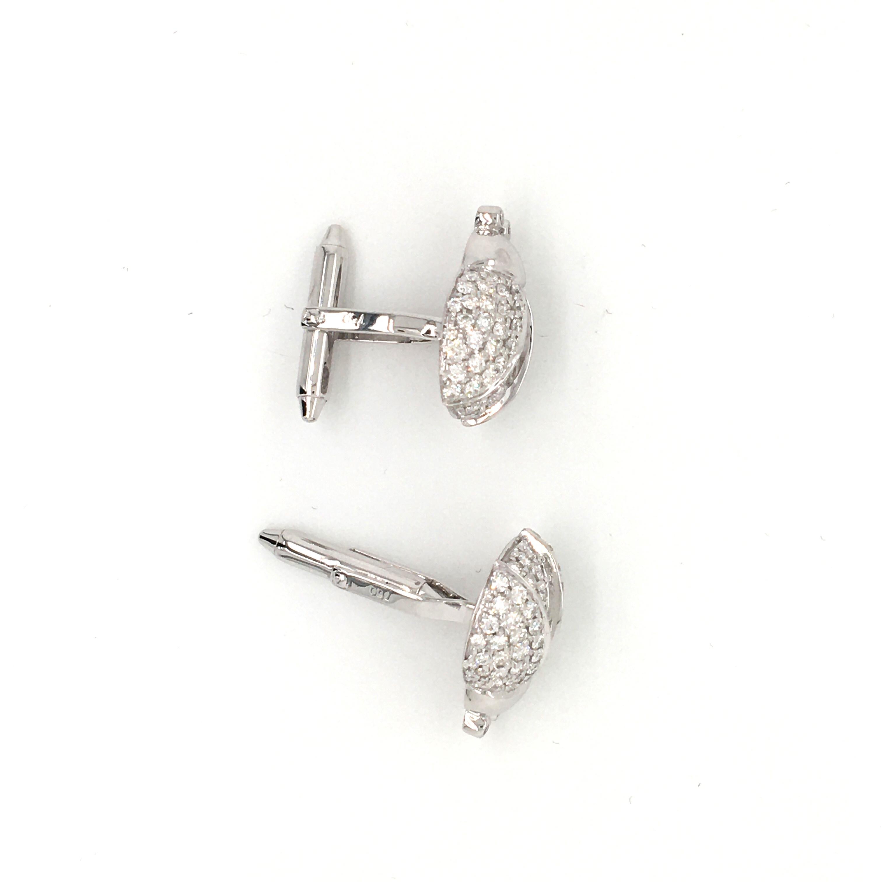 1.63 Carat Diamond Cufflinks White Gold Ladybug with Box In New Condition For Sale In MIlan, IT