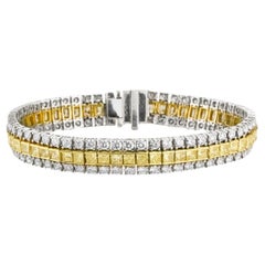16.30 Carat Three Row 18KT Two-tone Diamond Bracelet