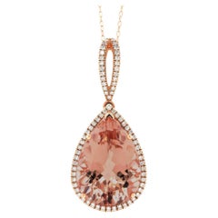 16.30 Carats Morganite Diamonds set in 14K Rose Gold Pendant