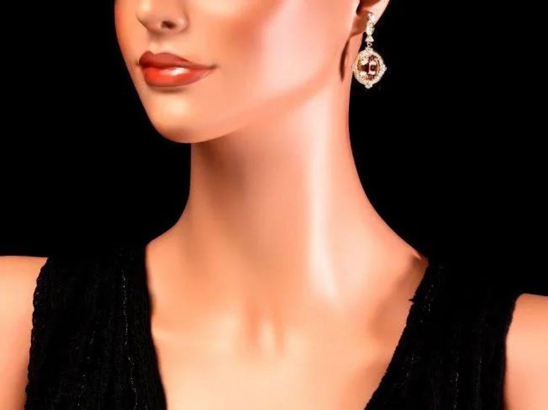 16.30 Carats Natural Morganite and Diamond 14K Yellow Gold Earrings In New Condition For Sale In Los Angeles, CA