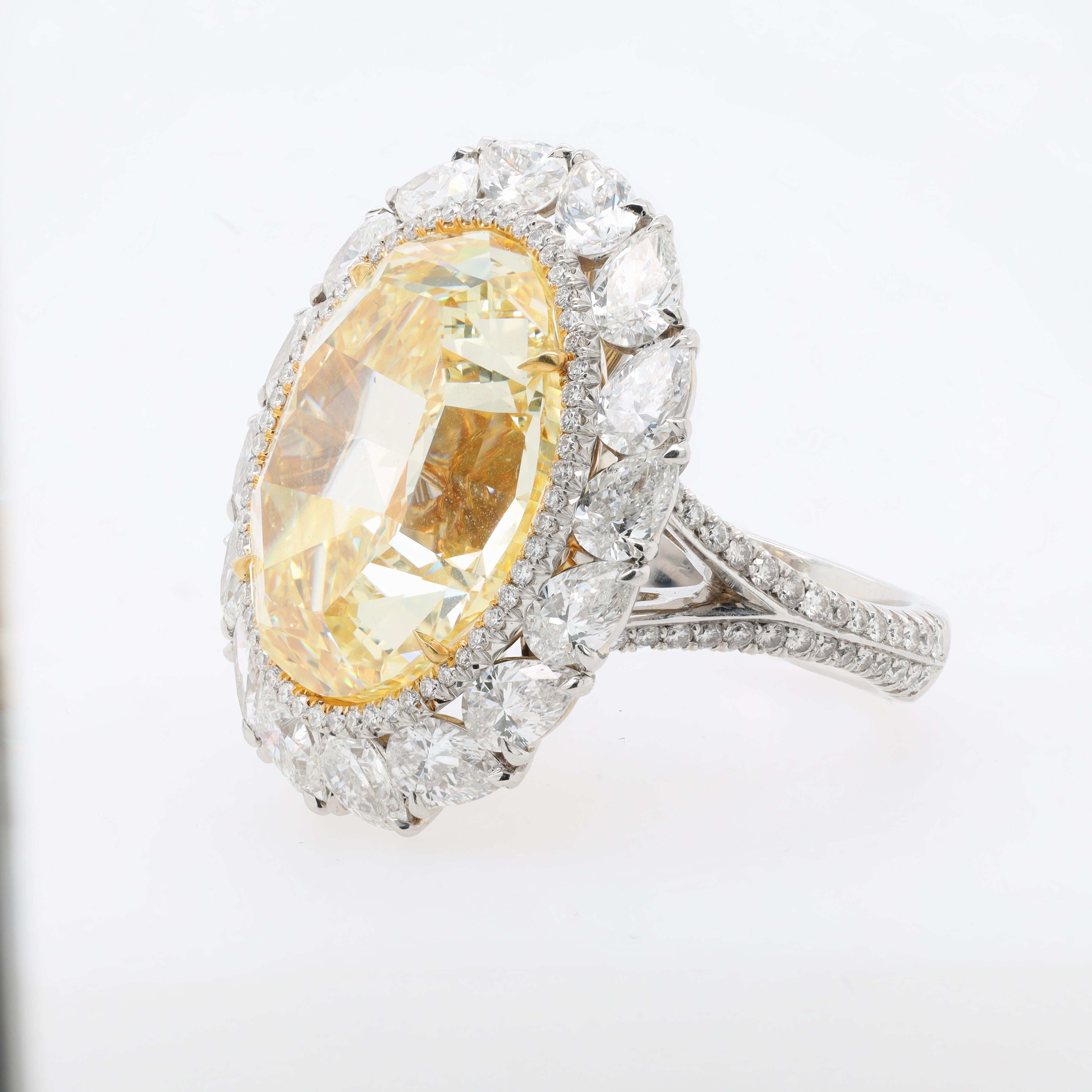 Oval Cut Diana m Fancy Intense Yellow Diamond Ring 16.30cts For Sale
