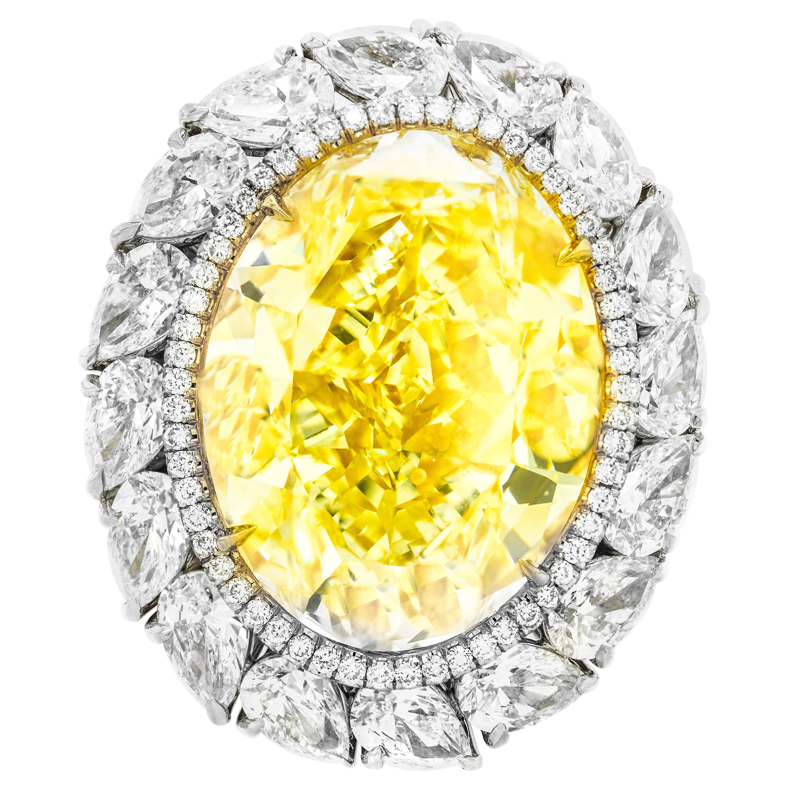 16.30 Fancy Intense Yellow Diamond Ring For Sale at 1stDibs