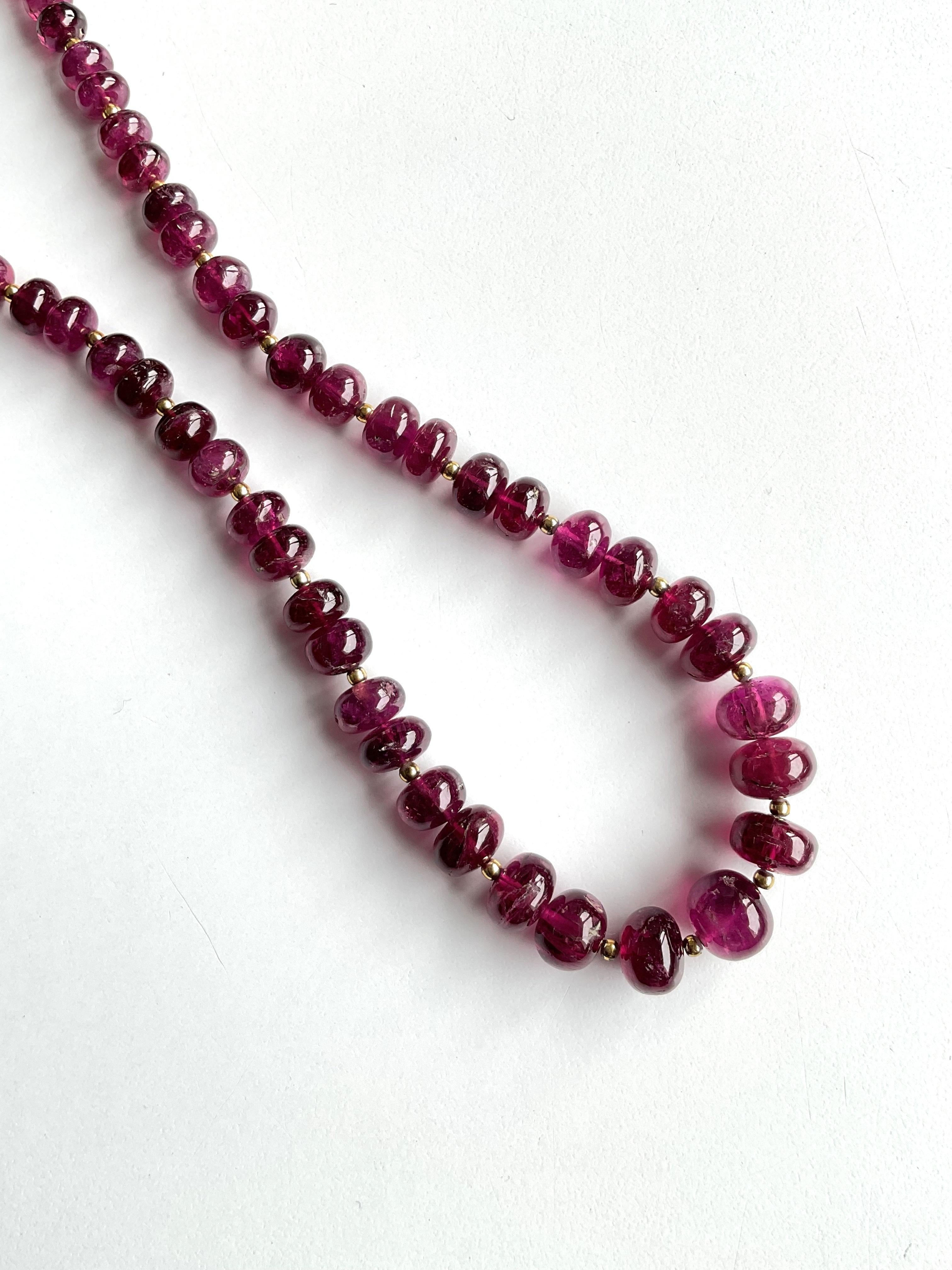 163.00 Carats Rubellite Tourmaline Necklace Fine Jewelry Natural Gemstone Beads In New Condition For Sale In Jaipur, RJ
